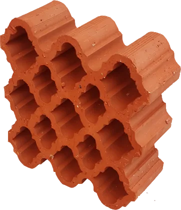 Clay breeze block with round openings