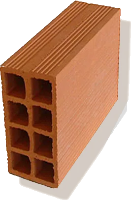 Hollow clay brick, 30 by 20 by 10 cm